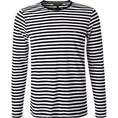 Tommy Hilfiger Longsleeve MW0MW10804/0A4 Slim Fit, Bio Baumwolle, Dunkelblau-weiß gestreift, Dunkelblau-weiß 1 Tommy Hilfiger Longsleeve MW0MW10804/0A4 Slim Fit, Bio Baumwolle, Dunkelblau-weiß gestreift, Dunkelblau-weiß