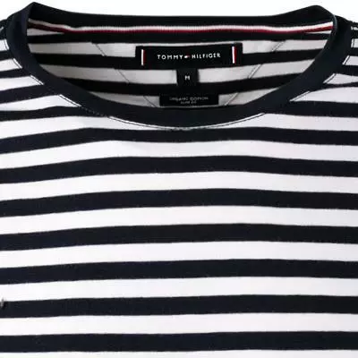 Tommy Hilfiger Longsleeve MW0MW10804/0A4 Slim Fit, Bio Baumwolle, Dunkelblau-weiß gestreift, Dunkelblau-weiß 2 Tommy Hilfiger Longsleeve MW0MW10804/0A4 Slim Fit, Bio Baumwolle, Dunkelblau-weiß gestreift, Dunkelblau-weiß – Bild 2
