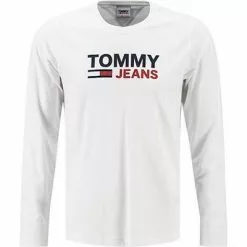 TOMMY JEANS Longsleeve DM0DM09487/YBR Bio Baumwolle, Weiß