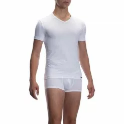 Olaf Benz RED2059 V-Neck regular 108735/1000 T-Shirt, Mikrofaser, Weiß