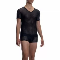 Olaf Benz RED2066 V-Neck low 108799/8000 T-Shirt, Mikrofaser, Schwarz