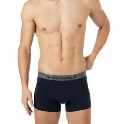bruno banani Shorts 2er Pack Flow. 2203-1388/4218 Trunks, Baumwoll-Stretch, Navy-graphit , Grau-blau -Wäsche Verkaufsshop 360773 norm2