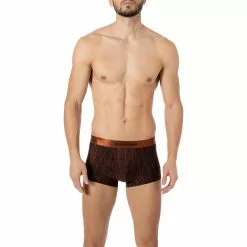 bruno banani Hipshorts Range 2202-2267/4217 Trunk, Mikrofaser-Stretch, Bronze-schwarz gemustert, Schwarz-kupfer
