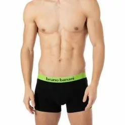 bruno banani Shorts 2er Pack Flow. 2203-1388/4220 Trunks, Baumwoll-Stretch, Leuchtgrün-schwarz, Apfelgrün-schwarz -Wäsche Verkaufsshop 360784 norm2