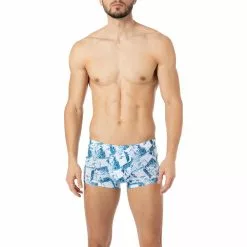 bruno banani Hip Shorts Ice Cubes 2202-2268/4207 Trunk, Mikrofaser-Stretch, Petrol-weiß gemustert, Multicolor