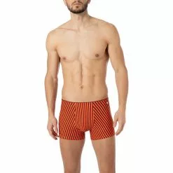 bruno banani Shorts stripes Effects 2201-2271/4209 Trunk, Baumwolle-Modal, Orange-schwarz gestreift, Orange-rot-schwarz