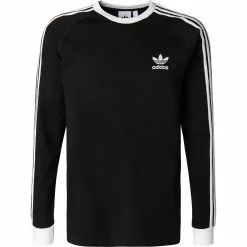 adidas ORIGINALS 3-Stripes Ls black GN3478 Longsleeve, Baumwolle, Schwarz