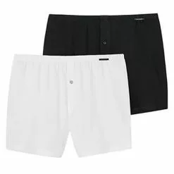 Schiesser Boxershorts 2er Pack 174002/908 Baumwolle, Weiß-nachtblau, Schwarz-blau -Wäsche Verkaufsshop 362240 norm4