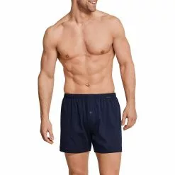 Schiesser Boxershorts 2er Pack 174002/909 Baumwolle, Dunkelblau-schwarz