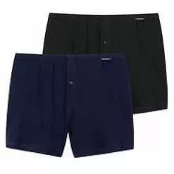 Schiesser Boxershorts 2er Pack 174002/909 Baumwolle, Dunkelblau-schwarz -Wäsche Verkaufsshop 362241 norm4