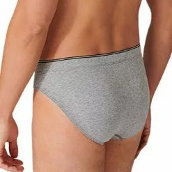 Schiesser Supermini 173807/202 Slip, Baumwoll-Stretch, Grau meliert, Grau -Wäsche Verkaufsshop 362258 norm3