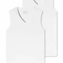 Schiesser Tank Top 2er Pack 173981/100 Tanktops, Baumwoll-Stretch, Weiß -Wäsche Verkaufsshop 362287 norm4