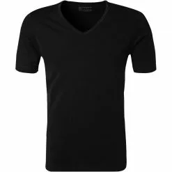 Schiesser T-Shirt 2er Pack 173982/000 T-Shirts, Baumwoll-Stretch, Schwarz