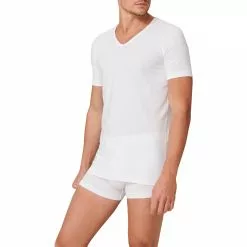 Schiesser T-Shirt 2er Pack 173982/100 T-Shirts, Baumwoll-Stretch, Weiß