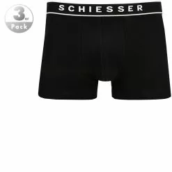 Schiesser Shorts 3er Pack 173983/000 Trunks, Baumwoll-Stretch, Schwarz