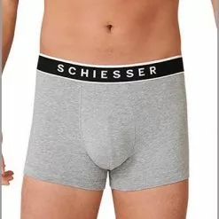 Schiesser Shorts 3er Pack 173983/202 Trunks, Baumwoll-Stretch, Grau meliert, Grau -Wäsche Verkaufsshop 362302 norm2