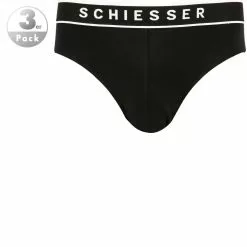 Schiesser Rio-Slip 3er Pack 173984/000 Slips, Baumwoll-Stretch, Schwarz