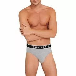 Schiesser Rio-Slip 3er Pack 173984/202 Slips, Baumwoll-Stretch, Grau meliert, Grau