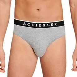 Schiesser Rio-Slip 3er Pack 173984/202 Slips, Baumwoll-Stretch, Grau meliert, Grau -Wäsche Verkaufsshop 362307 norm3