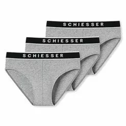 Schiesser Rio-Slip 3er Pack 173984/202 Slips, Baumwoll-Stretch, Grau meliert, Grau -Wäsche Verkaufsshop 362307 norm4