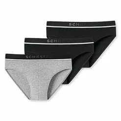Schiesser Rio-Slip 3er Pack 173985/901 Slips, Baumwoll-Stretch, Grau meliert-schwarz, Schwarz-grau -Wäsche Verkaufsshop 362323 norm4
