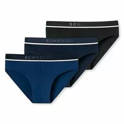 Schiesser Rio-Slip 3er Pack 173985/908 Slips, Baumwoll-Stretch, Marine, Blau-schwarz -Wäsche Verkaufsshop 362324 norm4