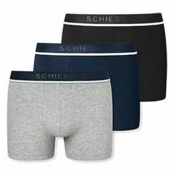 Schiesser Shorts 3er Pack 173986/910 Trunks, Baumwoll-Stretch, Grau-blau-schwarz, Schwarz-blau-grau -Wäsche Verkaufsshop 362330 norm4
