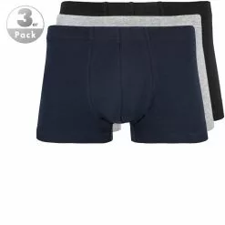 Schiesser Shorts 3er Pack 173988/901 Trunks, Baumwoll-Stretch, Grau-blau-schwarz, Schwarz-blau-grau
