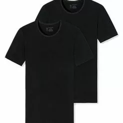 Schiesser T-Shirt 2er Pack 174997/000 T-Shirts, Baumwolle, Schwarz -Wäsche Verkaufsshop 362341 norm4