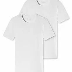 Schiesser T-Shirt 2er Pack 174997/100 T-Shirts, Baumwolle, Weiß -Wäsche Verkaufsshop 362342 norm4