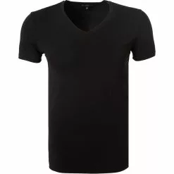 Ermenegildo Zegna Micromodal V-Shirt N2M80006/001 T-Shirt, Mikrofaser, Schwarz