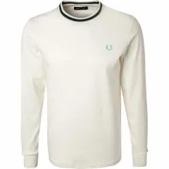 Fred Perry T-Shirt M1637/129 Longsleeve, Baumwolle, Wollweiß, Schneeweiß
