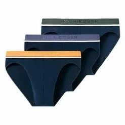 Schiesser Rio-Slips 3er Pack 173771/901 Bio Baumwoll-Stretch, Dunkelblau, Orange-blau-graugrün -Wäsche Verkaufsshop 366209 norm4