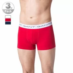 Gant Trunks 3er Pack 900003003/105 Baumwoll-Stretch, Rot-weiß-navy, Weiß-dunkelblau-rot