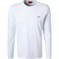HUGO Longsleeve Derol 50447977/100 Baumwolle, Weiß