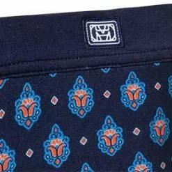 HOM Comfort Boxer Briefs Frioul 402085/P0RA Trunk, Baumwoll-Stretch, Blau-orange gemustert, Marine -Wäsche Verkaufsshop 369910 norm2