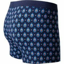 HOM Comfort Boxer Briefs Frioul 402085/P0RA Trunk, Baumwoll-Stretch, Blau-orange gemustert, Marine -Wäsche Verkaufsshop 369910 norm3
