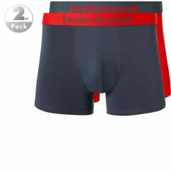 bruno banani Shorts 2er Pack Flow. 2203-1388/4223 Trunks, Baumwoll-Stretch, Rot-grau, Feuerrot-graphitgrau