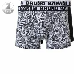 bruno banani Shorts 2er Pack Mon. 2201-2284/4235 Trunks, Baumwoll-Stretch, Schwarz-weiß gemustert, Schwarz-weiß