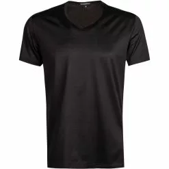 Ermenegildo Zegna Filoscozia V-Shirt N2M80007/001 T-Shirt, Baumwolle, Schwarz