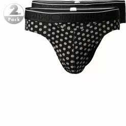 HOM Mini Briefs HO1 Dominique 402135/D042 Slips, Baumwoll-Stretch, Schwarz gemustert, Schwarz