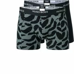 BOSS Boxer Brief 2er Pack 50451031/309 Trunks, Baumwoll-Stretch, Schwarz-dunkelgrün
