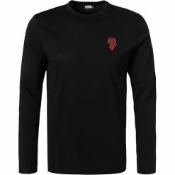 KARL LAGERFELD T-Shirt 755071/0/512224/990 Longsleeve, Baumwolle Logo-Print am Rücken, Schwarz