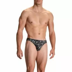 Olaf Benz RED2111 Brazilbrief 108868/9888 Slip, Baumwoll-Stretch, Grau-schwarz gemustert, Grau-schwarz