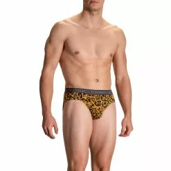 Olaf Benz RED2114 Sportbrief 108887/9802 Slip, Baumwoll-Stretch, Gelb gemustert, Gelb