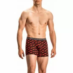 Olaf Benz RED2116 Boxerpants 108890/9383 Trunk, Baumwoll-Stretch, Rot-schwarz gemustert, Rot-schwarz