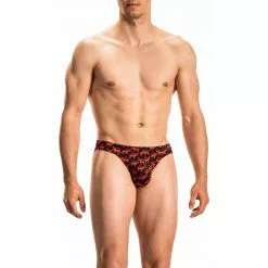 Olaf Benz RED2116 Brazilbrief 108893/9383 Slip, Baumwoll-Stretch, Rot-schwarz gemustert, Rot-schwarz