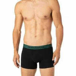 bruno banani Shorts 2er Pack Flow. 2203-1388/4310 Trunks, Baumwoll-Stretch, Dunkelgrün-schwarz, Lorbeer-schwarz -Wäsche Verkaufsshop 372394 norm2