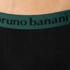bruno banani Shorts 2er Pack Flow. 2203-1388/4310 Trunks, Baumwoll-Stretch, Dunkelgrün-schwarz, Lorbeer-schwarz -Wäsche Verkaufsshop 372394 norm3