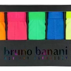 bruno banani Shorts 5er P. Neon L. 2201-2327/4303 Trunks, Baumwoll-Stretch, Neongelb-grün-orange, Multicolor -Wäsche Verkaufsshop 372617 norm6